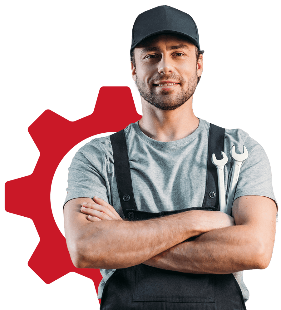 Repairman standing with crossed arms